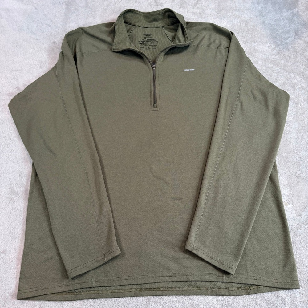 Patagonia Mens Capilene 3 Midweight 1/4 Quarter Zip Pullover Olive Green XXL